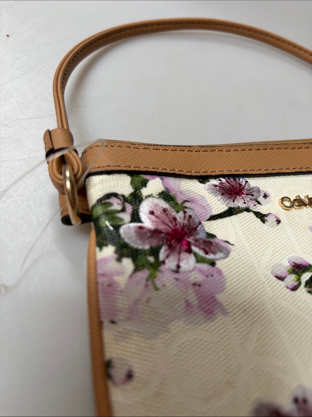 Calvin Klein Cream and Purple Floral Wristlet Clutch - Picture 4 of 11